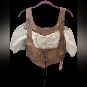 SHEIN White Puff Sleeve Bustier Blouse